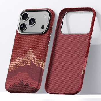 Кевларовий чохол Sulada Kevlar Pixel Grid Texture Skin Feel на iPhone 18 Pro Max — червоний