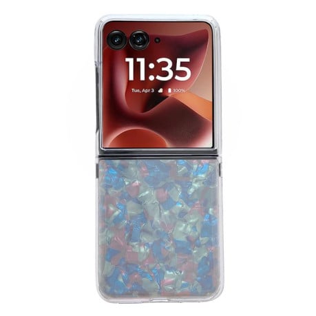 Противоударный чехол Pearlescent Shell Texture для Motorola Razr 60 Ultra - бежевый