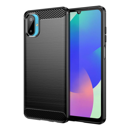 Противоударный чехол Brushed Texture Carbon Fiber на Samsung Galaxy M06 5G - черный