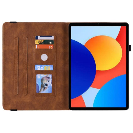 Чохол-книжка Butterfly Flower Embossed Leather на Xiaomi Redmi Pad SE 8.7 - коричневий