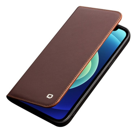 Кожаный чехол QIALINO Wallet Case для iPhone 12 / 12 Pro - Brown