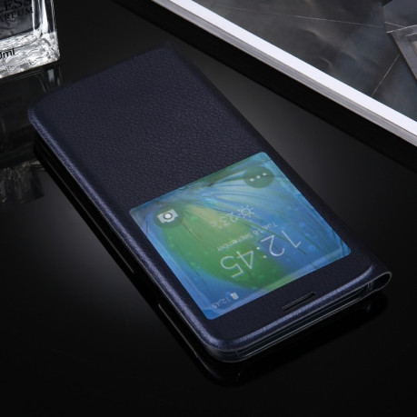 Чехол-книжка Litchi Texture Display ID на Samsung Galaxy S8 Plus - темно-синий