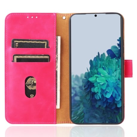 Чехол-книжка Buckle Calf Texture для Samsung Galaxy S22 Plus 5G - пурпурно-красный