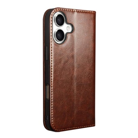 Чехол-книжка QIALINO Classic с натуральной кожи на iPhone 17 - коричневый
