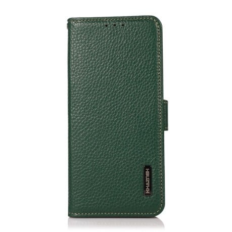 Шкіряний чохол-книжка KHAZNEH Genuine Leather RFID для iPhone 12/12pro - зелений