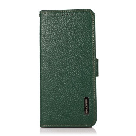 Кожаный чехол-книжка KHAZNEH Genuine Leather RFID для Samsung Galaxy A04s/A13 5G - зеленый