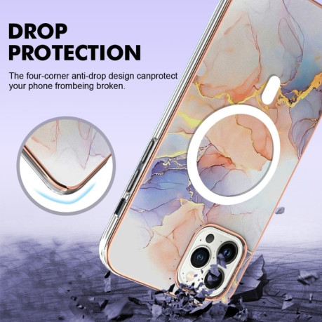 Протиударний чохол Marble Pattern Dual-side IMD Magsafe для iPhone 15 Pro - Marble