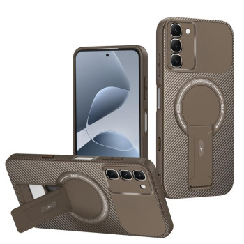 Противоударный чехол Carbon Fiber Texture (MagSafe) на Infinix Hot 70 5G — коричневый