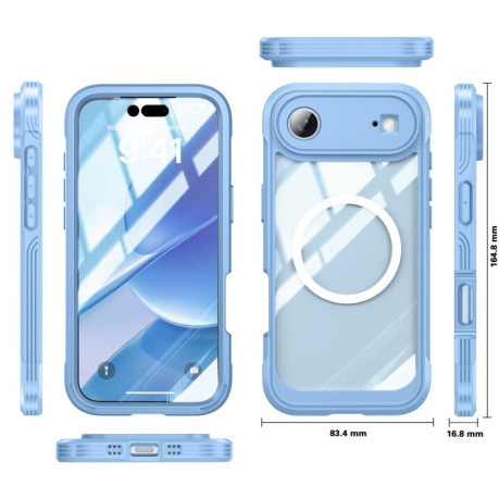 Двосторонний противоударный чехол Life Waterproof MagSafe Magnetic Rugged для iPhone Air - голубой