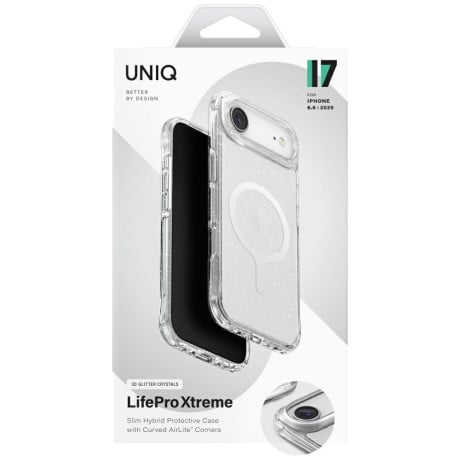 Оригінальний чохол Uniq LifePro Xtreme Magclick Charging на iPhone Air - Transparent-Glitter