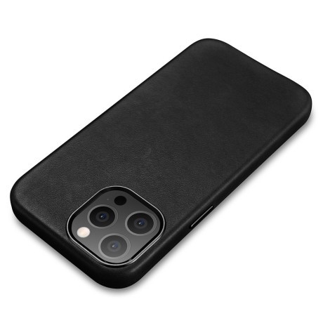Кожаный чехол iCarer Leather Oil Wax (MagSafe) для iPhone 13 Pro Max - черный