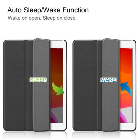 Чехол Custer Texture Three-folding Sleep/Wake-up на iPad 9/8/7 10.2 (2019/2020/2021) Черный