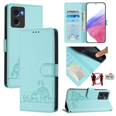 Чохол-книжка Cat Embossing Pattern на Motorola Moto G05 5G - зелений