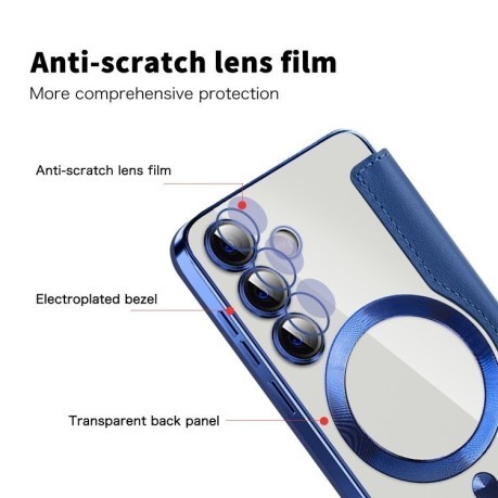 Чохол-книжка Shield MagSafe RFID Anti-theft Leather для Samsung Galaxy S25 5G - синій