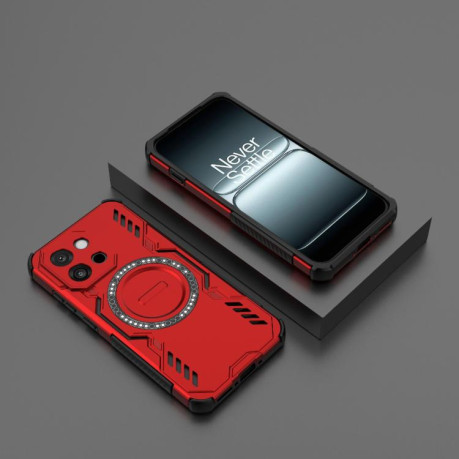 Противоударный чехол Butterfly Armor MagSafe Magnetic Ring Shockproof для OnePlus 13T - красный