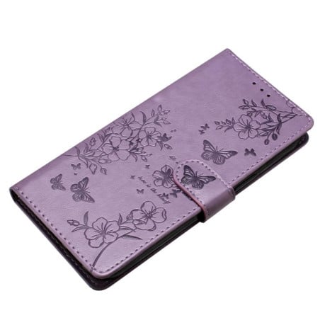Чохол-книжка Butterflies and Flowers Leather для Redmi Note 14 4G 164.84mm - фіолетовий