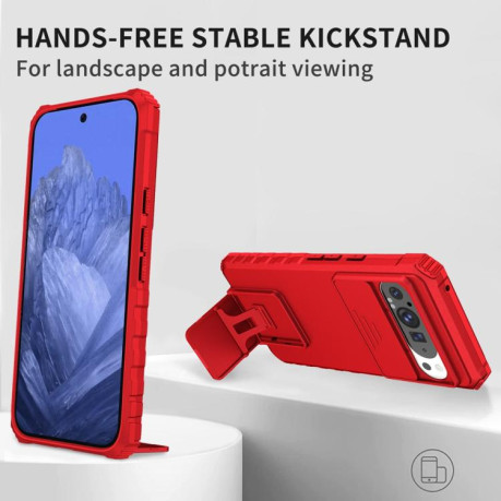 Противоударный чехол Stereoscopic Holder Sliding для Google Pixel 9 Pro XL - красный