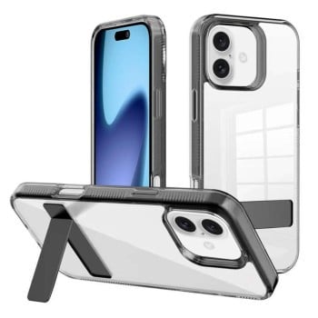 Протиударний чохол Kalebol Holder Clear Acrylic Hybrid TPU для iPhone 17 - чорний