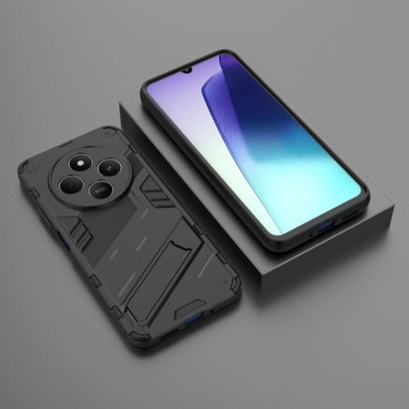 Противоударный чехол Punk Armor с подставкой на Xiaomi Redmi 14C 4G/Poco C75/Redmi A4 5G - черный