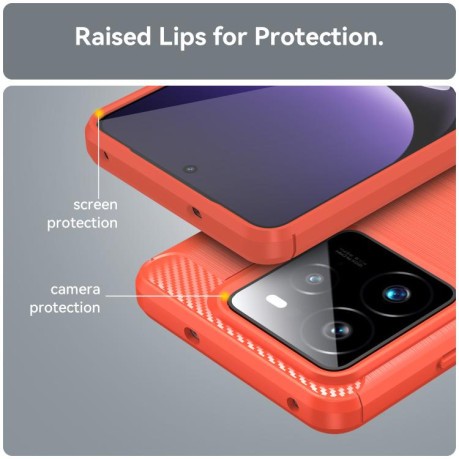 Противоударный чехол Brushed Texture Carbon Fiber на Realme GT 7 Pro 5G - красный