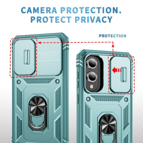 Противоударный чехол Sliding Camshield для Samsung Galaxy S25 Edge 5G - зеленый