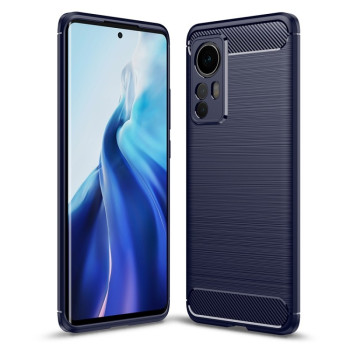 Чехол Brushed Texture Carbon Fiber на Xiaomi Mi 12 5G - синий