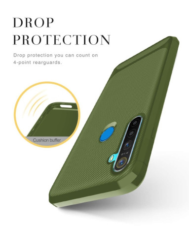 Протиударний чохол Carbon Fiber Texture Protective Case на Realme C3/Realme 5/6i/5i - зелений