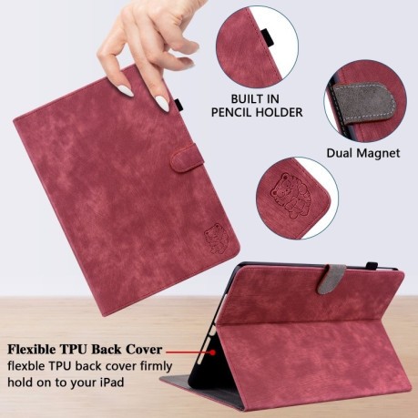 Чохол-книжка Embossed Tiger Pattern Leather для Xiaomi Redmi Pad SE 8.7 - червоний