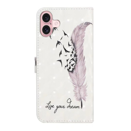 Чехол-книжка Oil Embossed Pattern для iPhone 16 Plus - Feather
