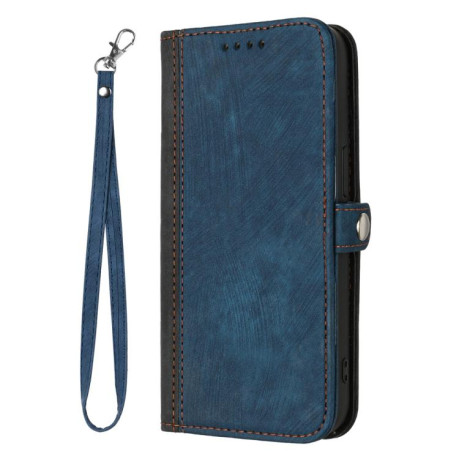 Протиударний чохол Combination для OnePlus 13T Side Buckle Double Fold Hand Strap Leather Phone Case - синій