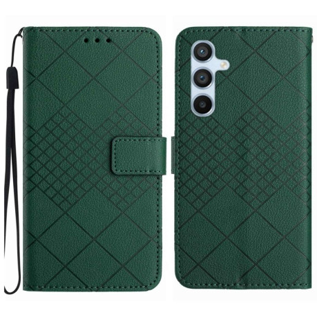 Чехол-книжка Grid Texture для Samsung Galaxy M15 5G - зеленый