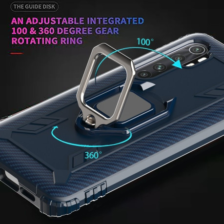 Противоударный чехол 360 Degree Rotating Ring Holder на Xiaomi Mi Note 10 Lite - синий