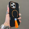 Магнитный чехол Skin-feel Magnetic TPU with Silicone Strap с силиконовым ремешком для iPhone 16 Pro — чёрный