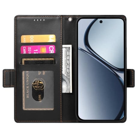 Чехол-книжка Side Buckle Magnetic Frosted Leather на Realme C75 / Realme 14x - черный