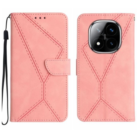 Чехол-книжка Stitching Embossed Leather для Xiaomi Redmi Note 14 Pro 4G - розовый
