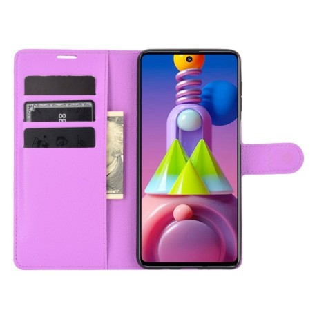 Чехол-книжка Litchi Texture на Samsung Galaxy M51 - фиолетовый