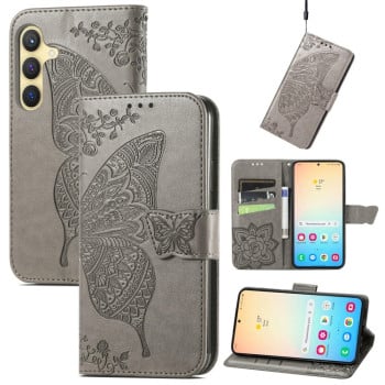 Чехол-книжка Butterfly Love Flower Embossed для Samsung Galaxy S24+ - серый