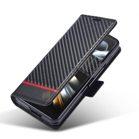 Чехол-книжка LC.IMEEKE Carbon Fiber для Samsung Galaxy Fold 7 5G - Black