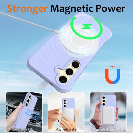 Протиударний чохол Wave Texture MagSafe Magnetic Liquid Silicone для Samsung Galaxy S24 FE 5G - фіолетовий