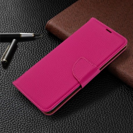 Чехол-книжка Litchi Texture Pure Color на Samsung Galaxy S20 Ultra- пурпурно-красный