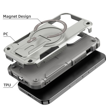 Протиударний чохол MagSafe Holder Armor PC Hybrid для iPhone 15 Pro - сірий