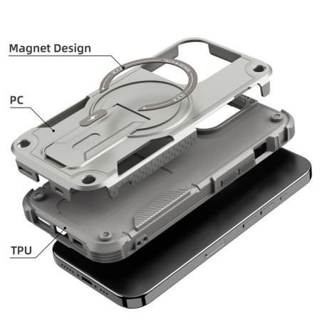 Протиударний чохол MagSafe Holder Armor PC Hybrid для iPhone 15 Pro Max - сірий