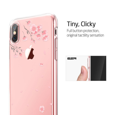 Силиконовый чехол ESR Mania Series Cherry Blossoms на iPhone X - прозрачный