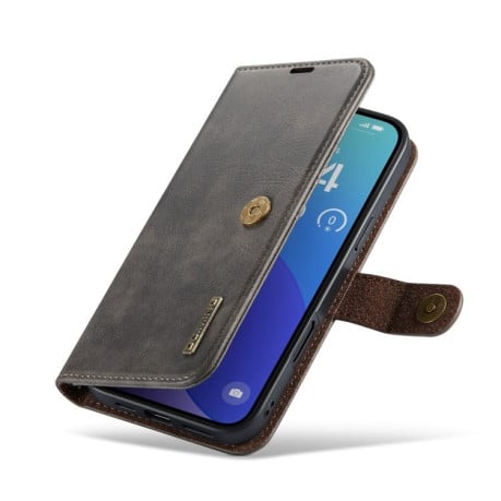 Чохол-книжка DGMING Crazy Horse Texture для iPhone 16 Pro - сірий