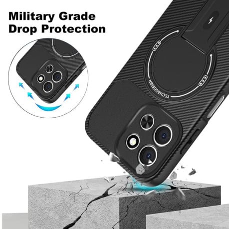 Противоударный чехол Carbon Fiber Texture (MagSafe) на Xiaomi Redmi 15C 5G / 4G EU 173mm - синий