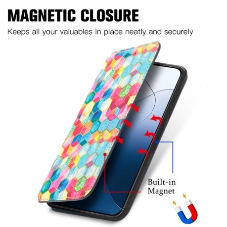 Чехол-книжка CaseNeo Colorful Magnetic Leather на Xiaomi 14 - Rhombus