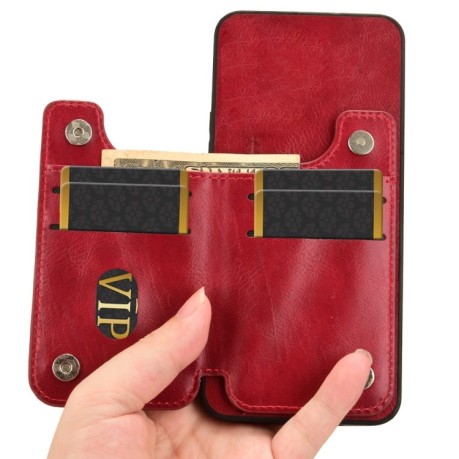 Ударозащитный чехол Cow Pattern Sewing Card Bag для Infinix Smart 8 Plus / Smart 8 Pro - красный
