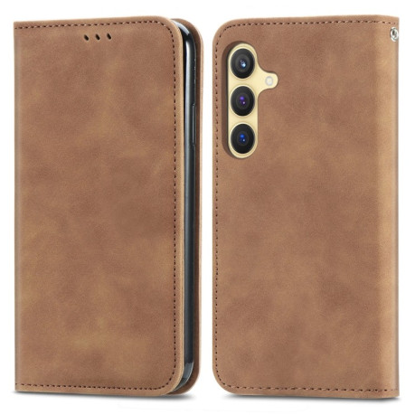 Чехол-книжка Retro Skin Feel Business Magnetic для Samsung Galaxy S25+ 5G - коричневый