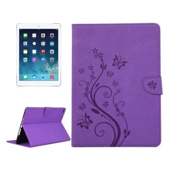 Чехол-книжка Pressed Flowers Butterfly Pattern для iPad Air 2 - фиолетовый
