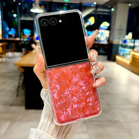 Противоударний чехол Pearlescent Shell Texture для Motorola Razr 60 Ultra - червоний